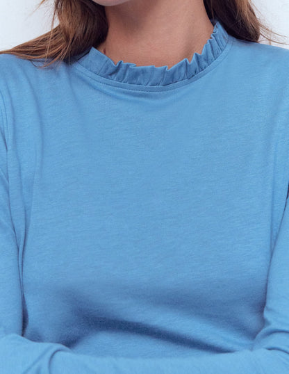 Supersoft Frill Detail Top-Captains Blue