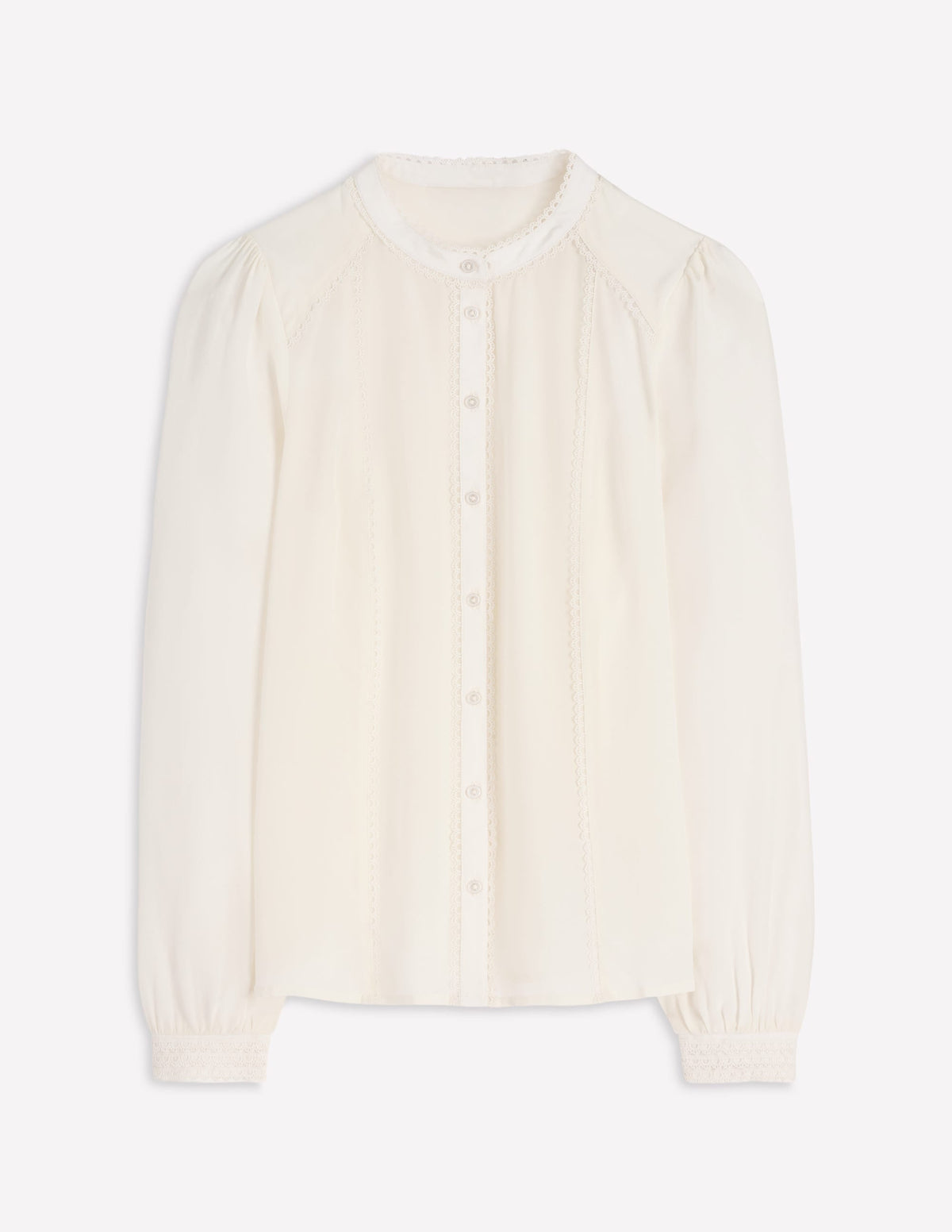 Rhea Trim Detail Silk Top-Ivory