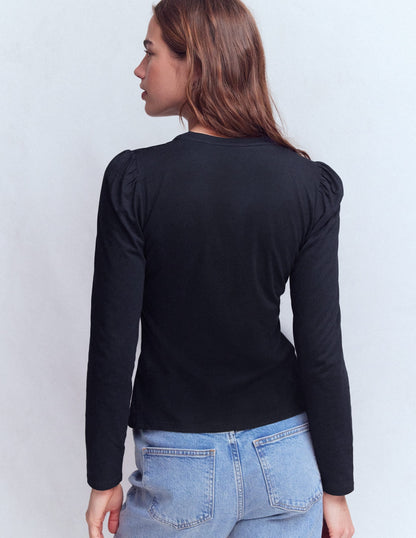 Supersoft Open Neck Henley-Navy
