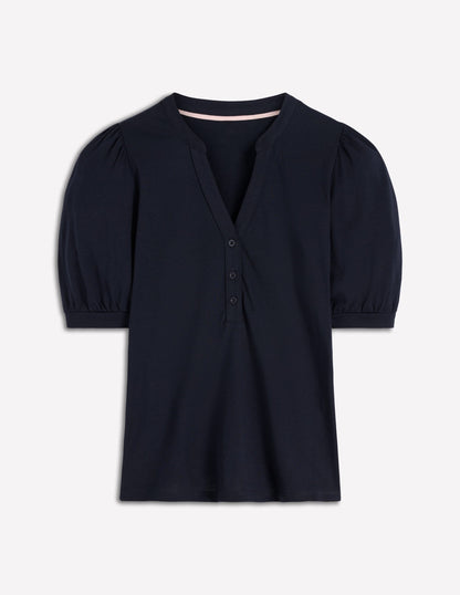 Supersoft Short Sleeve Henley-Navy