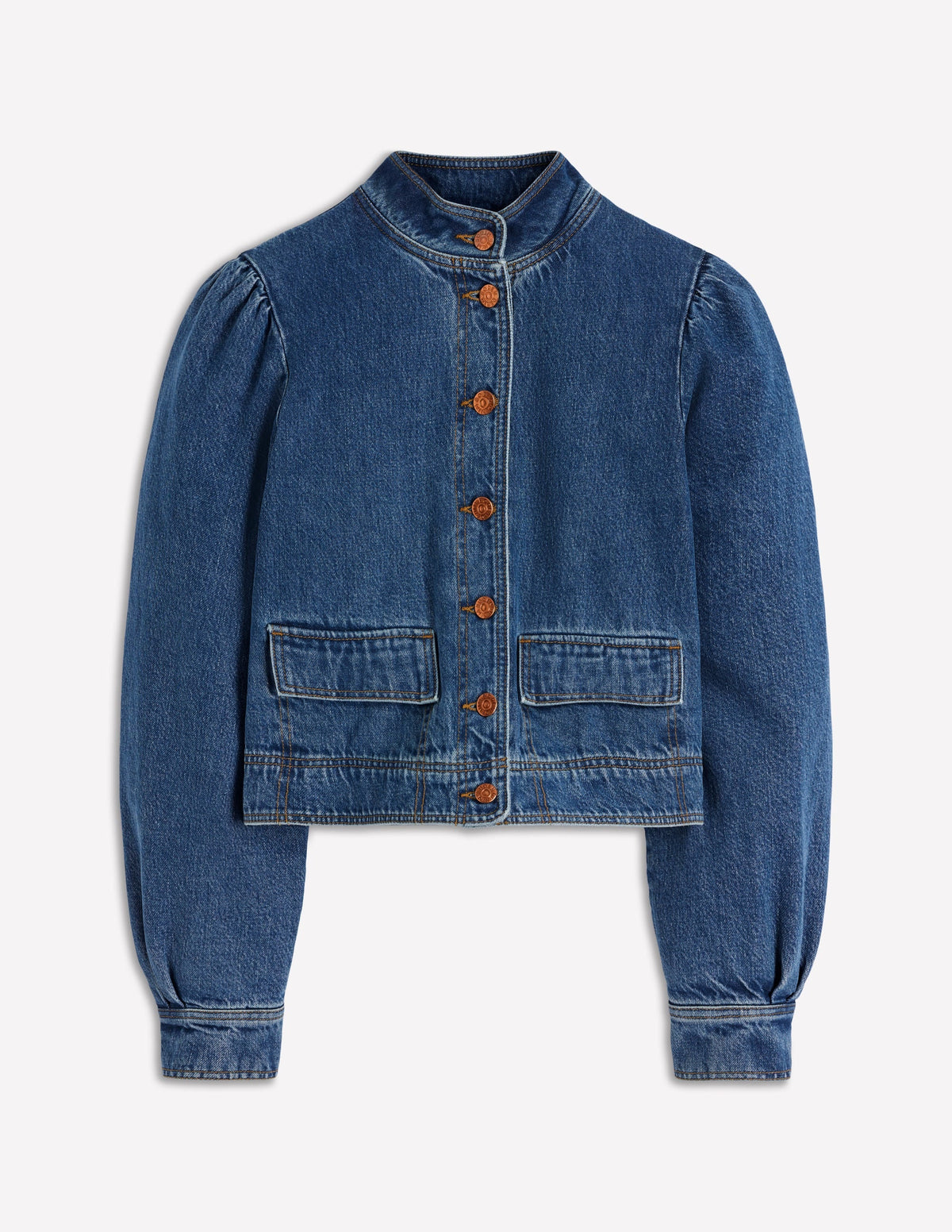 Topstitch Denim Jacket-Mid Wash, Denim