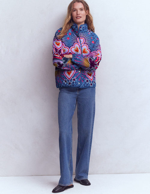 Printed Quilted Jacket-Multi, Conversational