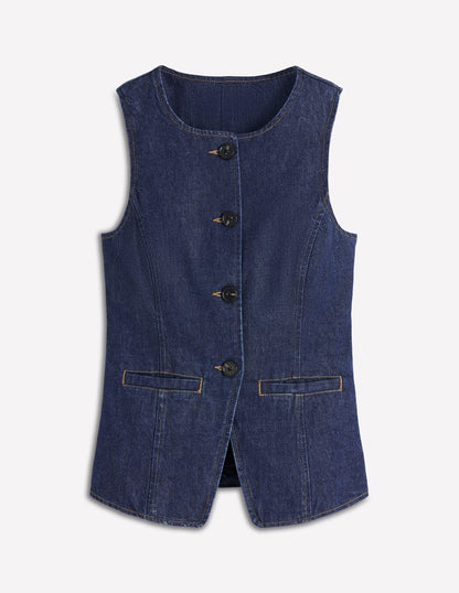 Denim Waistcoat-Indigo Denim