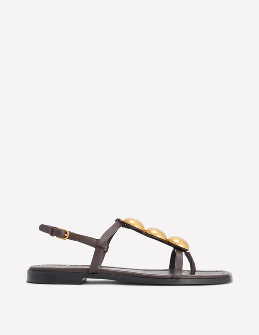 Disc Flat Sandals-Dark Chocolate