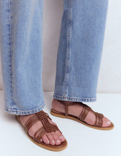 Multi Strap Knot Sandal-Tan