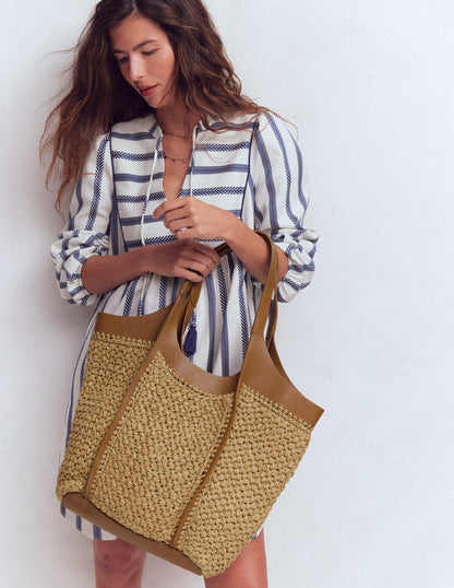 Straw Tote-Natural Raffia