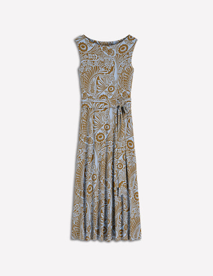 Tamsin Jersey Midi Dress-Blue, Enchanted Paisley