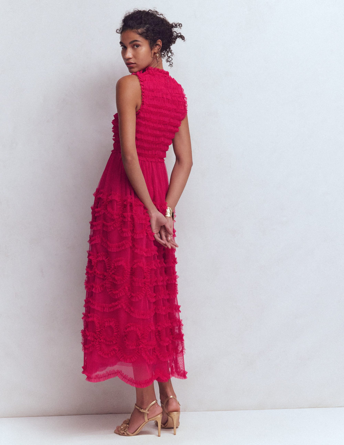 Tulle Bow Party Dress-Vibrant Pink