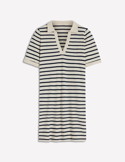 Tilda Jersey T-shirt Dress-Navy and Ivory Stripe