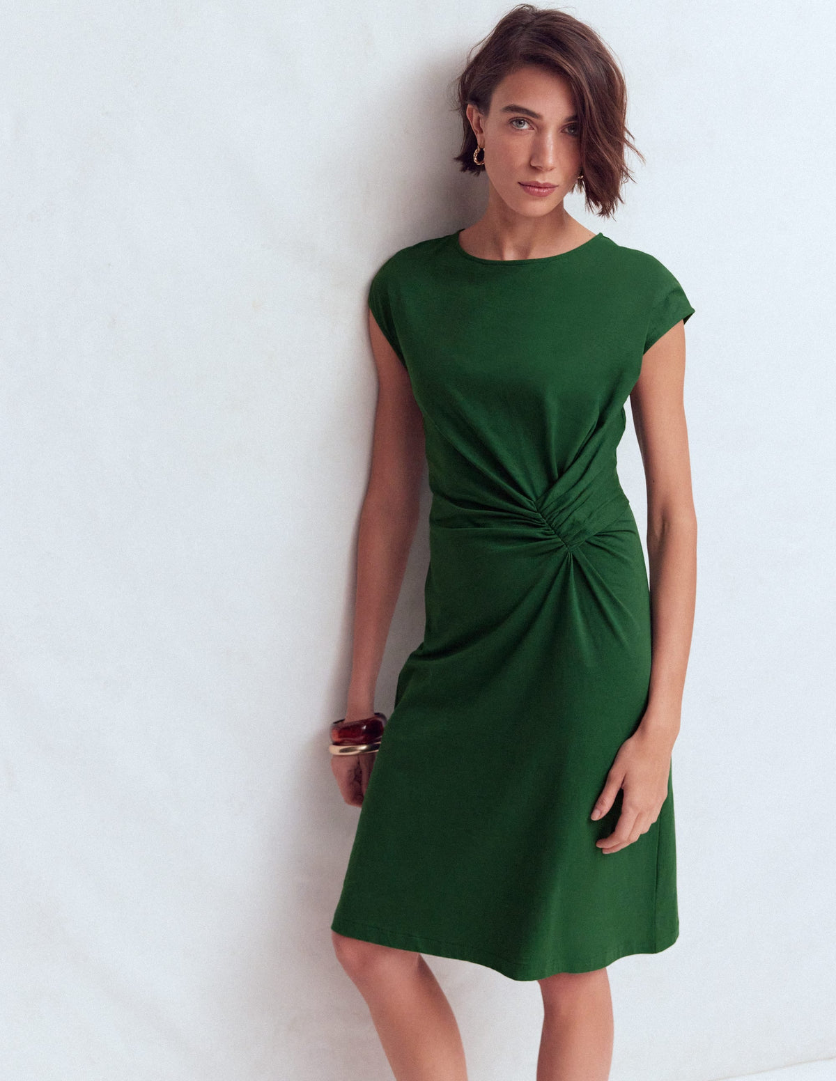 Delilah Twist Short Dress-Hunter Green