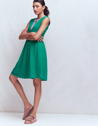 May Embroidered Short Dress-Deep Teal