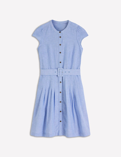 Arabella Short Linen Dress-Chambray