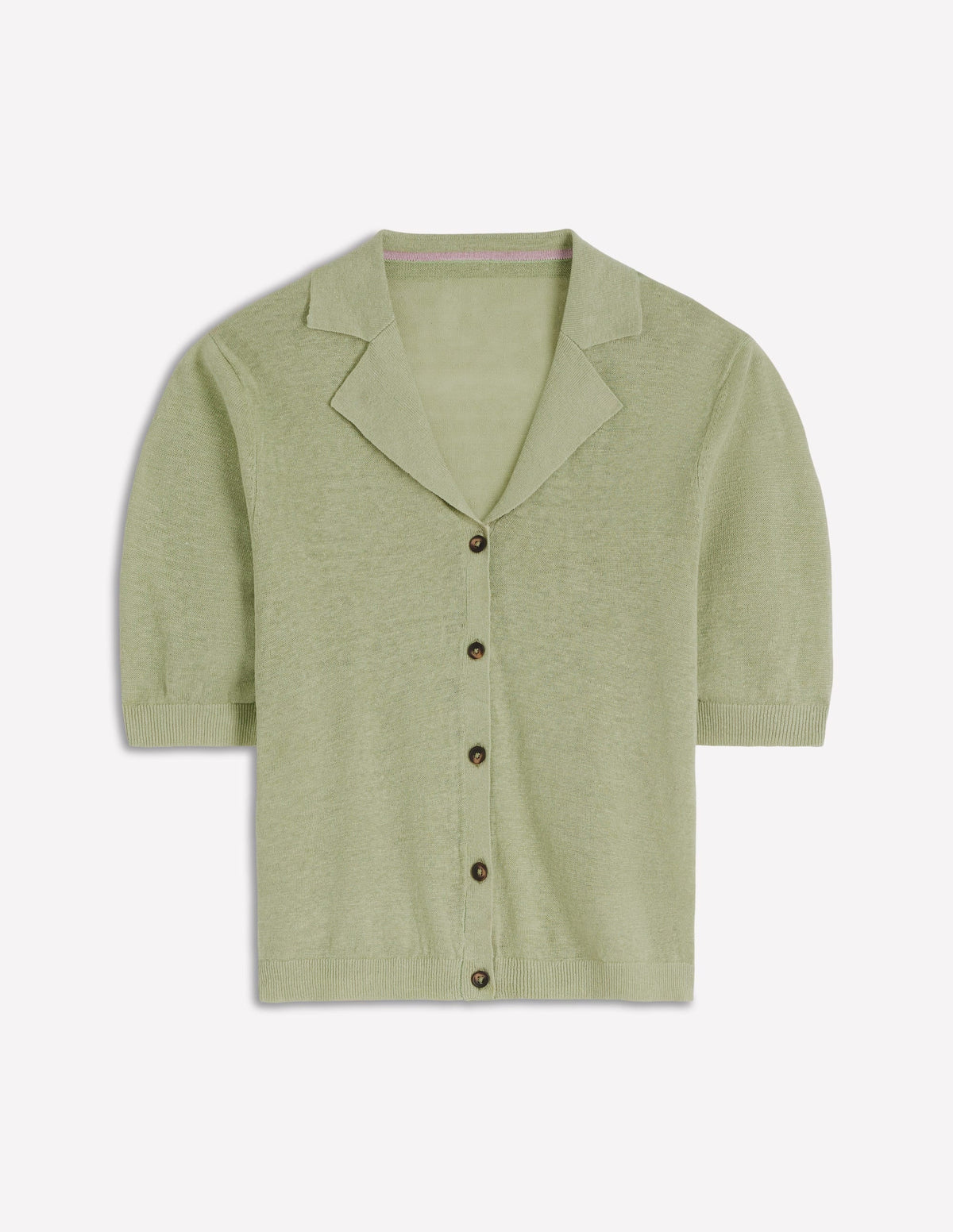 Agnes Collar Linen Cardigan-Green
