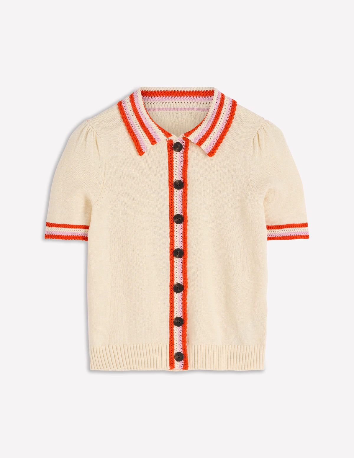 Saffron Crochet Trim Cardigan-Ivory