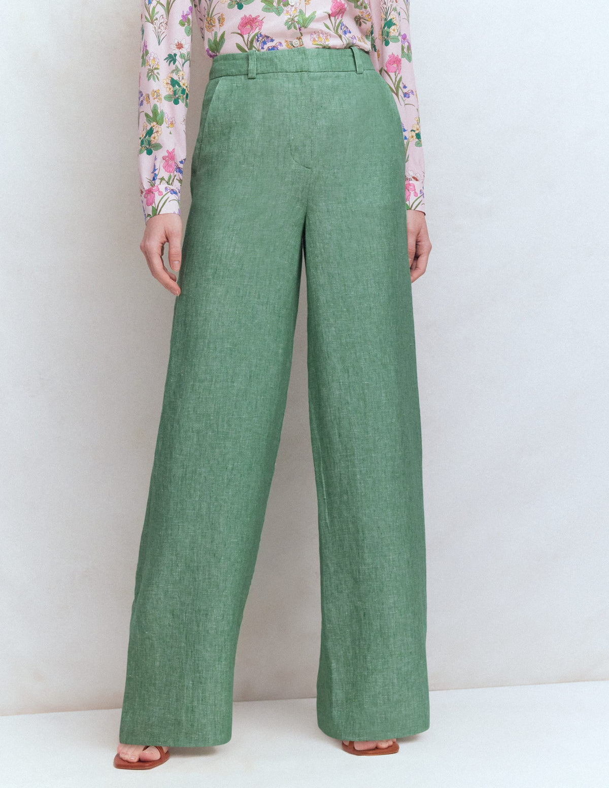 Belgravia Linen Pants-Aloe Green Chambray