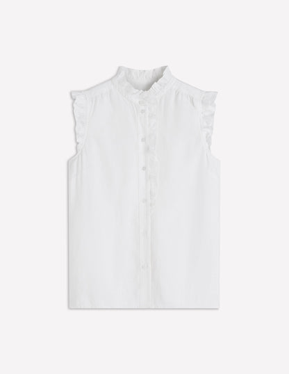 Isabel Sleeveless Linen Top-White