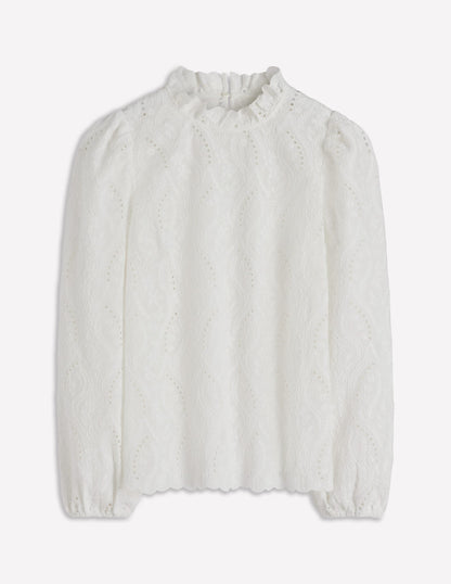 Puff Sleeve Interest Top-Ivory