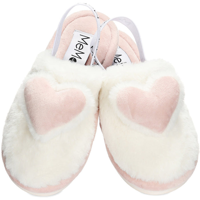 3D plush Heart Slippers