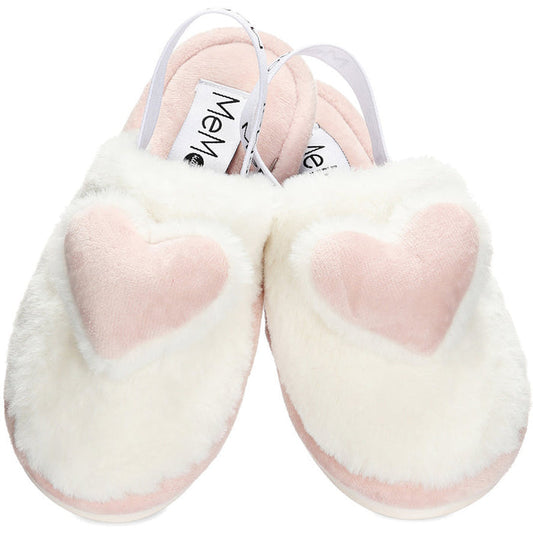 3D plush Heart Slippers
