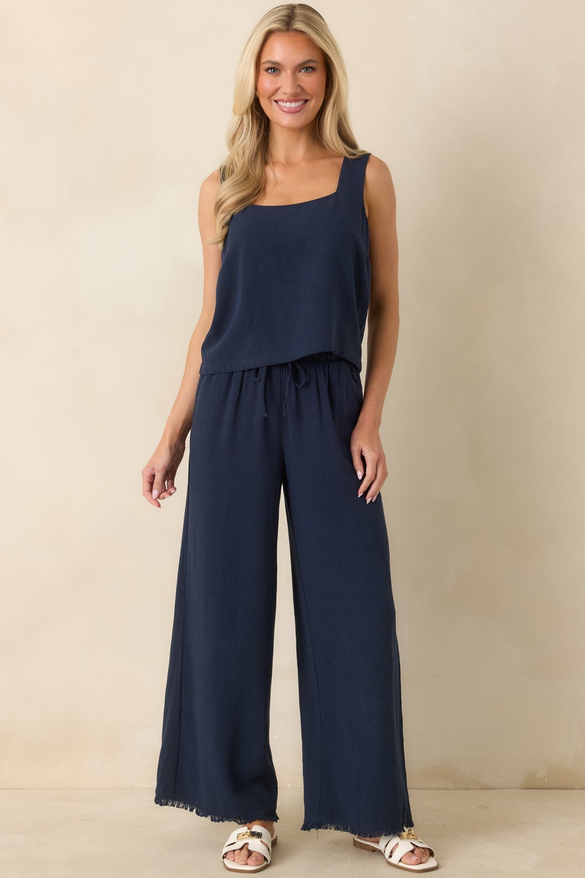 Z Supply Soren Navy Blue Linen Pants