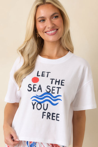 Z Supply Vintage White Multi Cotton Sea Tee