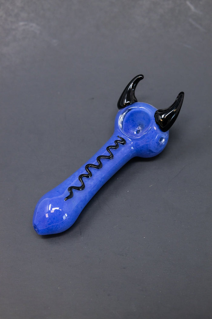 5" Blue/Purple Devil Hand Pipe StonedGenie.com