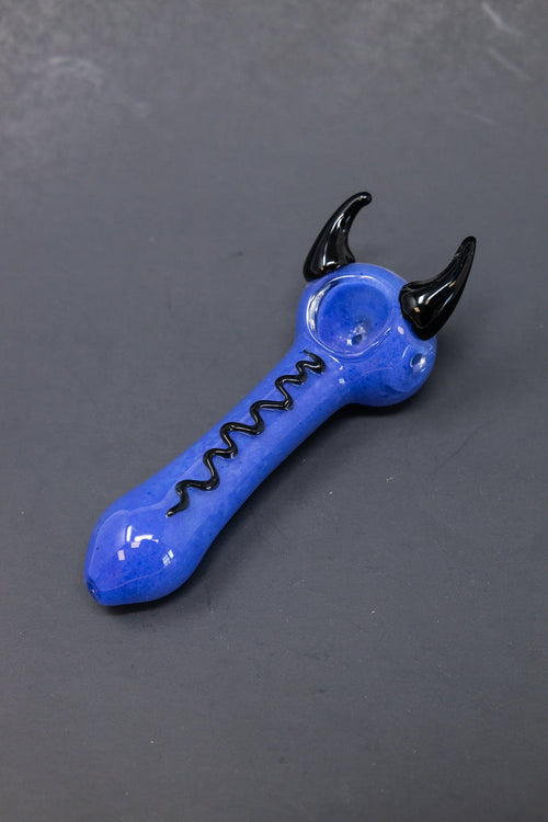 5" Blue/Purple Devil Hand Pipe StonedGenie.com