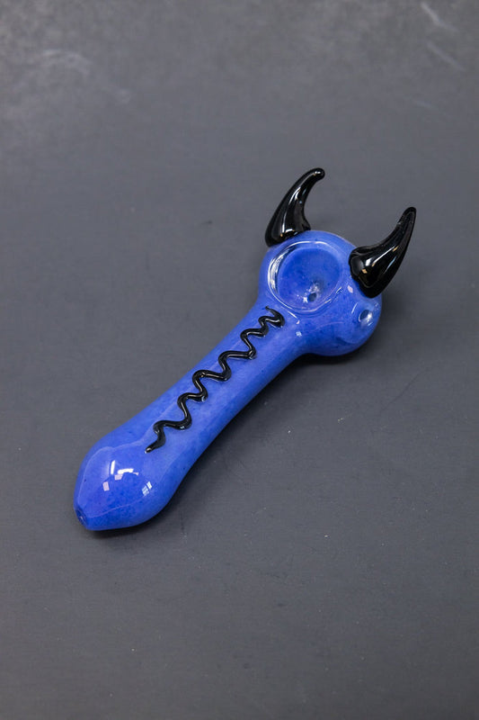 5" Blue/Purple Devil Hand Pipe StonedGenie.com