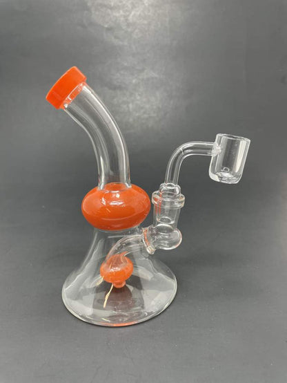 5.5" Orange Shower Bend Dab Rig StonedGenie.com