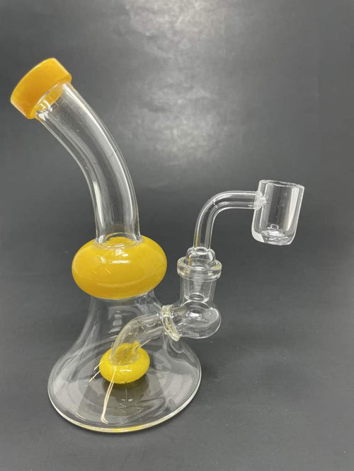 5.5" Yellow Shower Bend Dab Rig StonedGenie.com