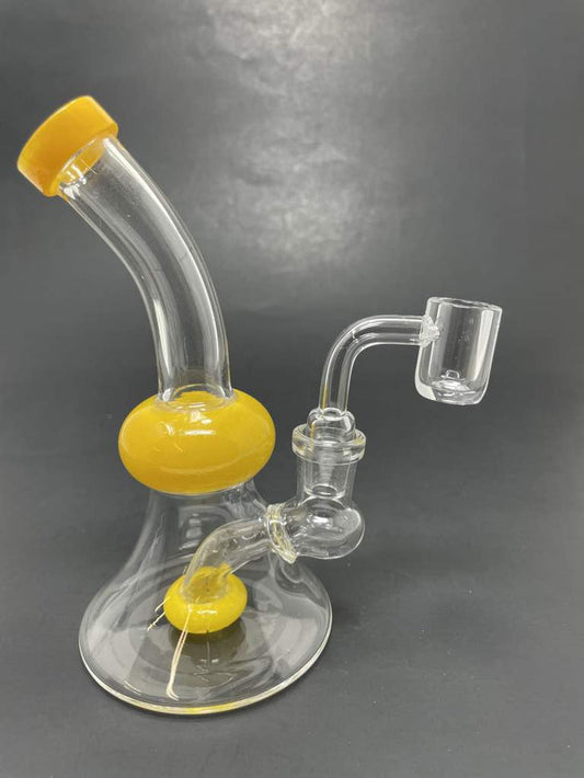 5.5" Yellow Shower Bend Dab Rig StonedGenie.com