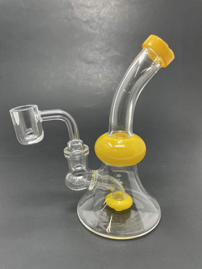 5.5" Yellow Shower Bend Dab Rig StonedGenie.com
