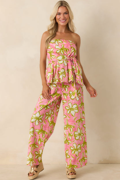 Flower Power Move Pink Floral Cotton Peplum Top