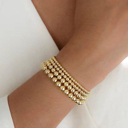 5mm Gold Beaded Bracelet Water Resistant Non Tarnish
