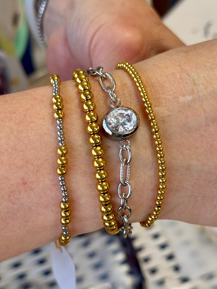 5mm Gold Beaded Bracelet Water Resistant Non Tarnish