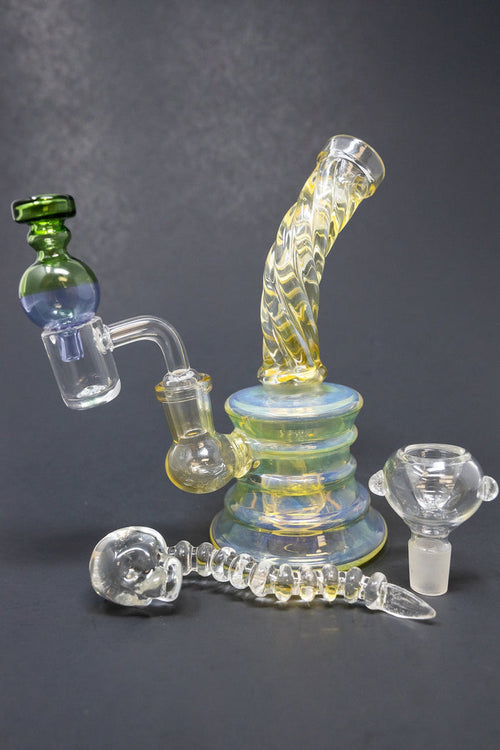6" Twisted Color Changing Dab Rig Combo Set StonedGenie.com