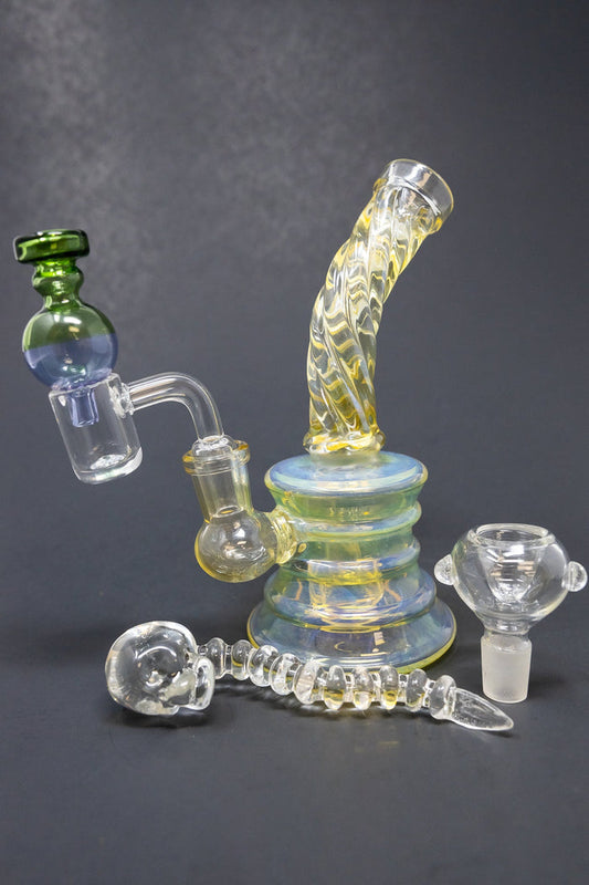 6" Twisted Color Changing Dab Rig Combo Set StonedGenie.com