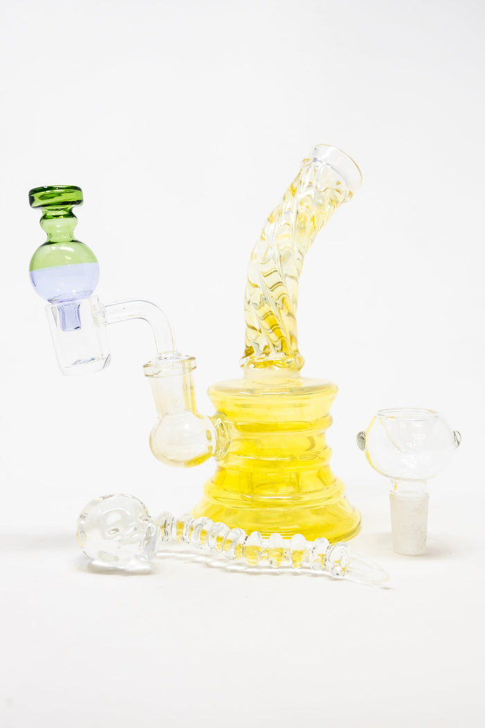 6" Twisted Color Changing Dab Rig Combo Set StonedGenie.com