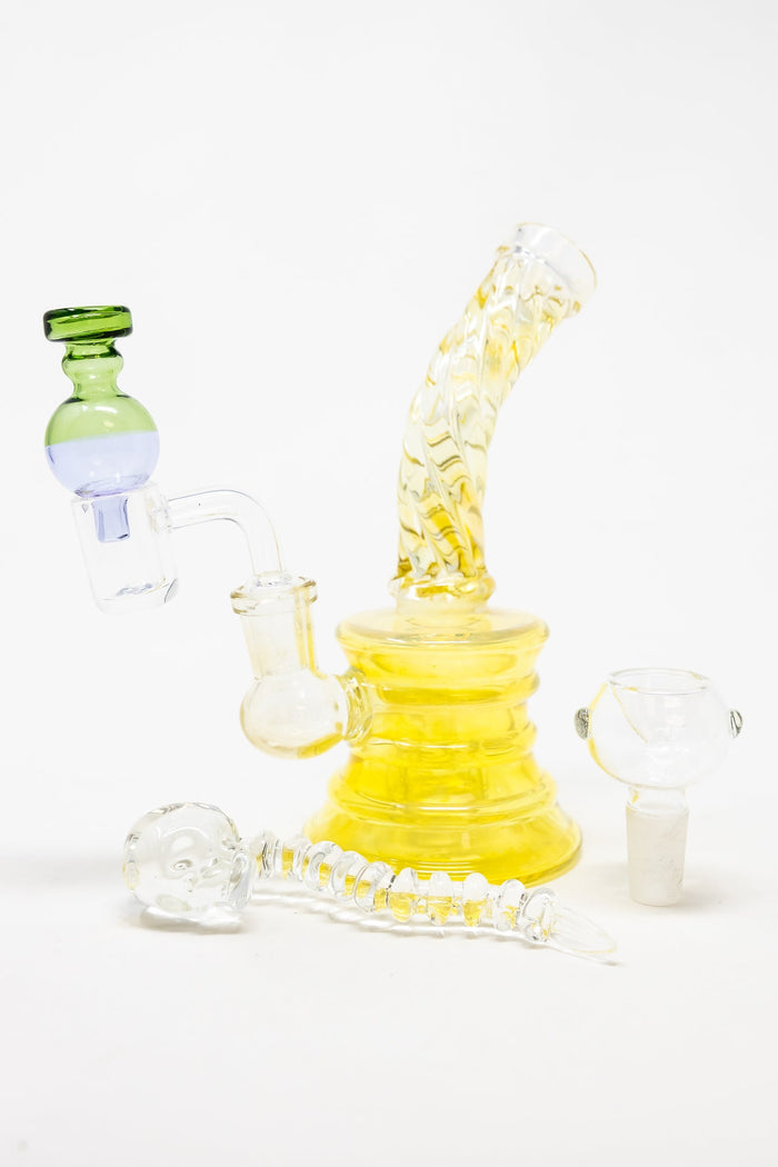 6" Twisted Color Changing Dab Rig Combo Set StonedGenie.com