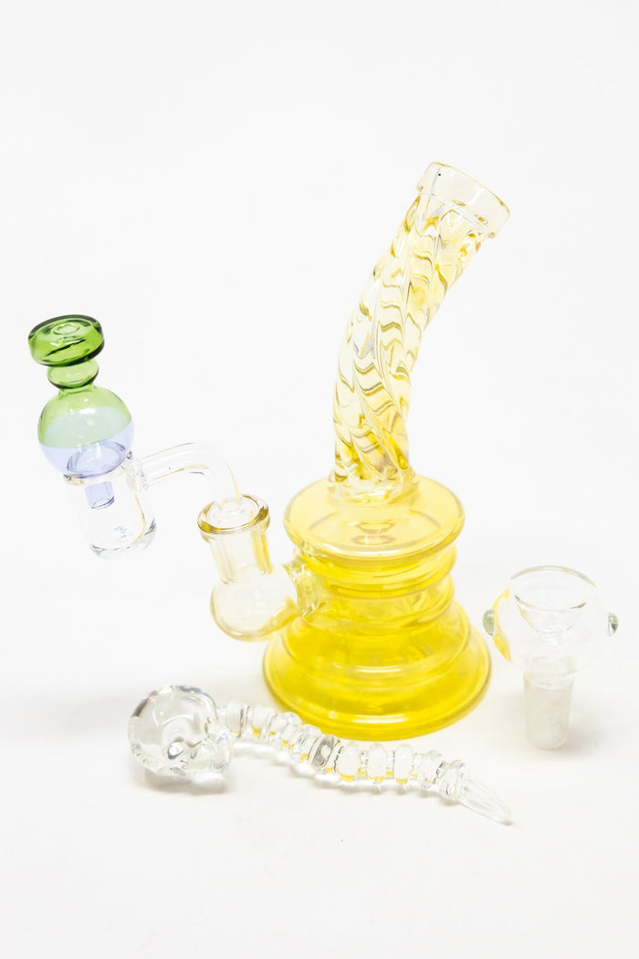 6" Twisted Color Changing Dab Rig Combo Set StonedGenie.com