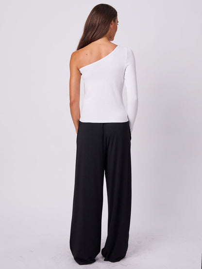 Asymmetric Organic Cotton Long Sleeve  - White