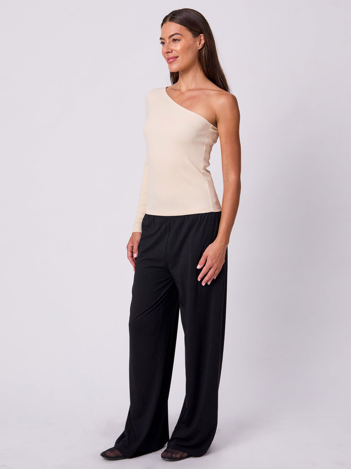 Asymmetric Organic Cotton Long Sleeve  - Chalk