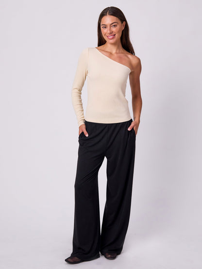 Asymmetric Organic Cotton Long Sleeve  - Chalk