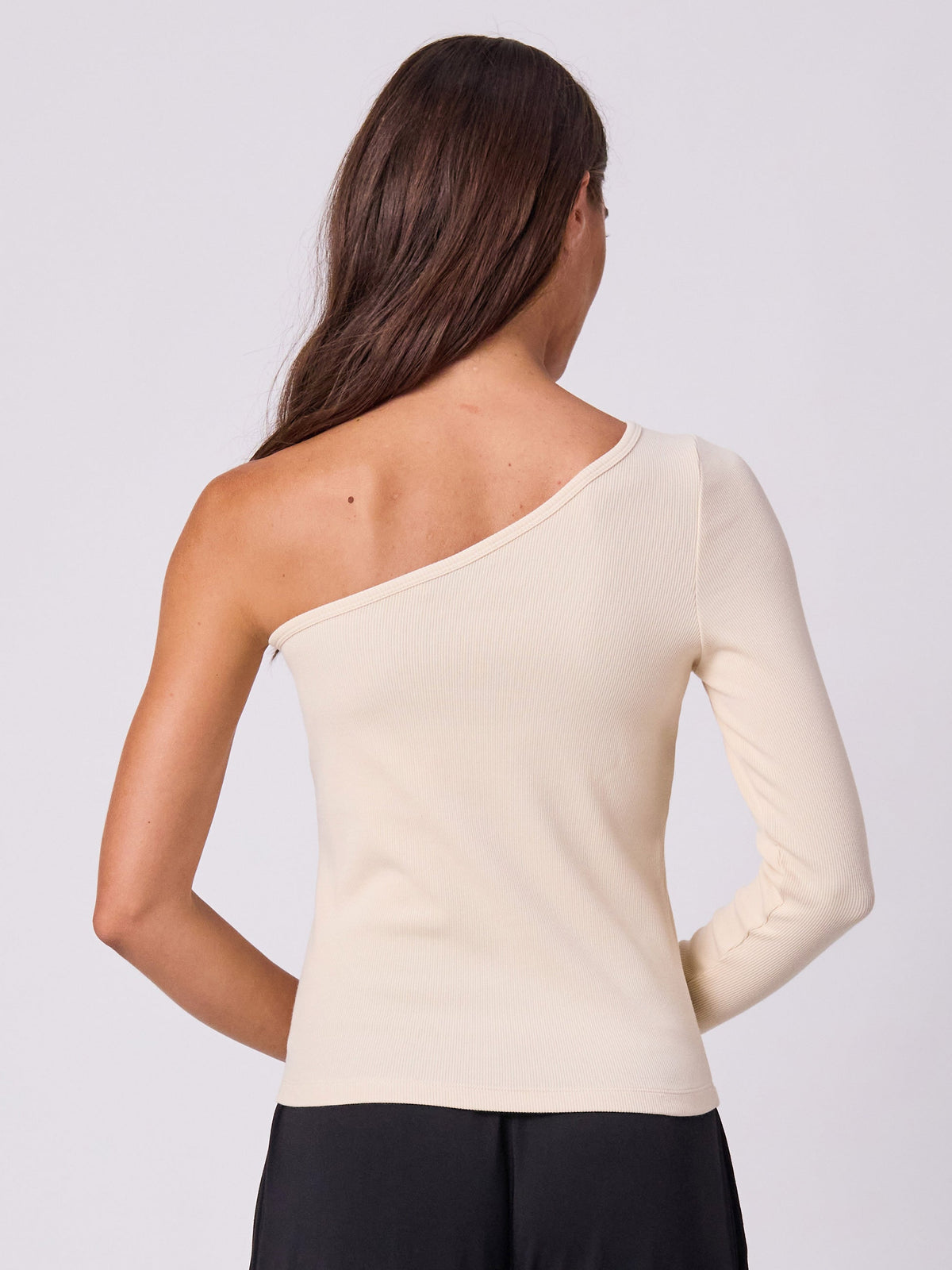 Asymmetric Organic Cotton Long Sleeve  - Chalk