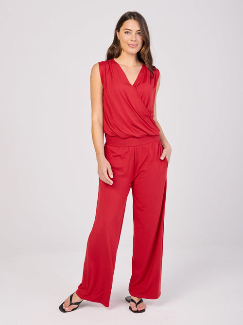 Nomad Modal Wide Leg Pant - Cherry