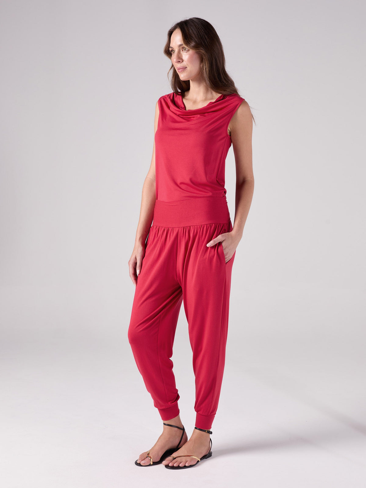 Drape Neck Top - Cherry