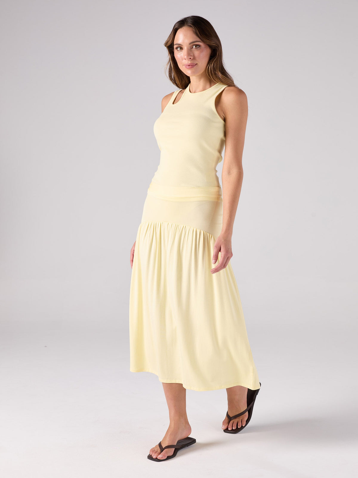 Cut Out Rib Tank - Pastel Yellow
