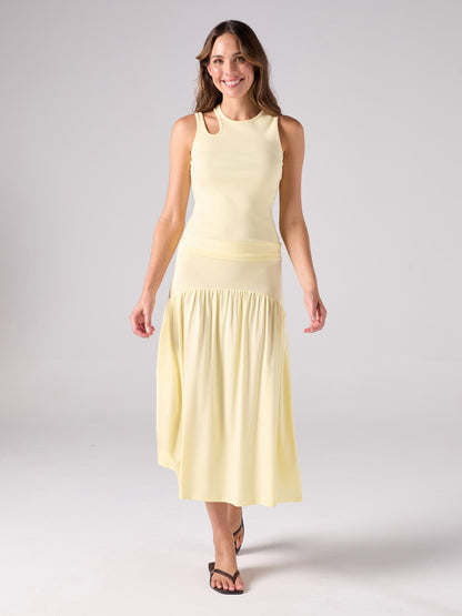 Cut Out Rib Tank - Pastel Yellow