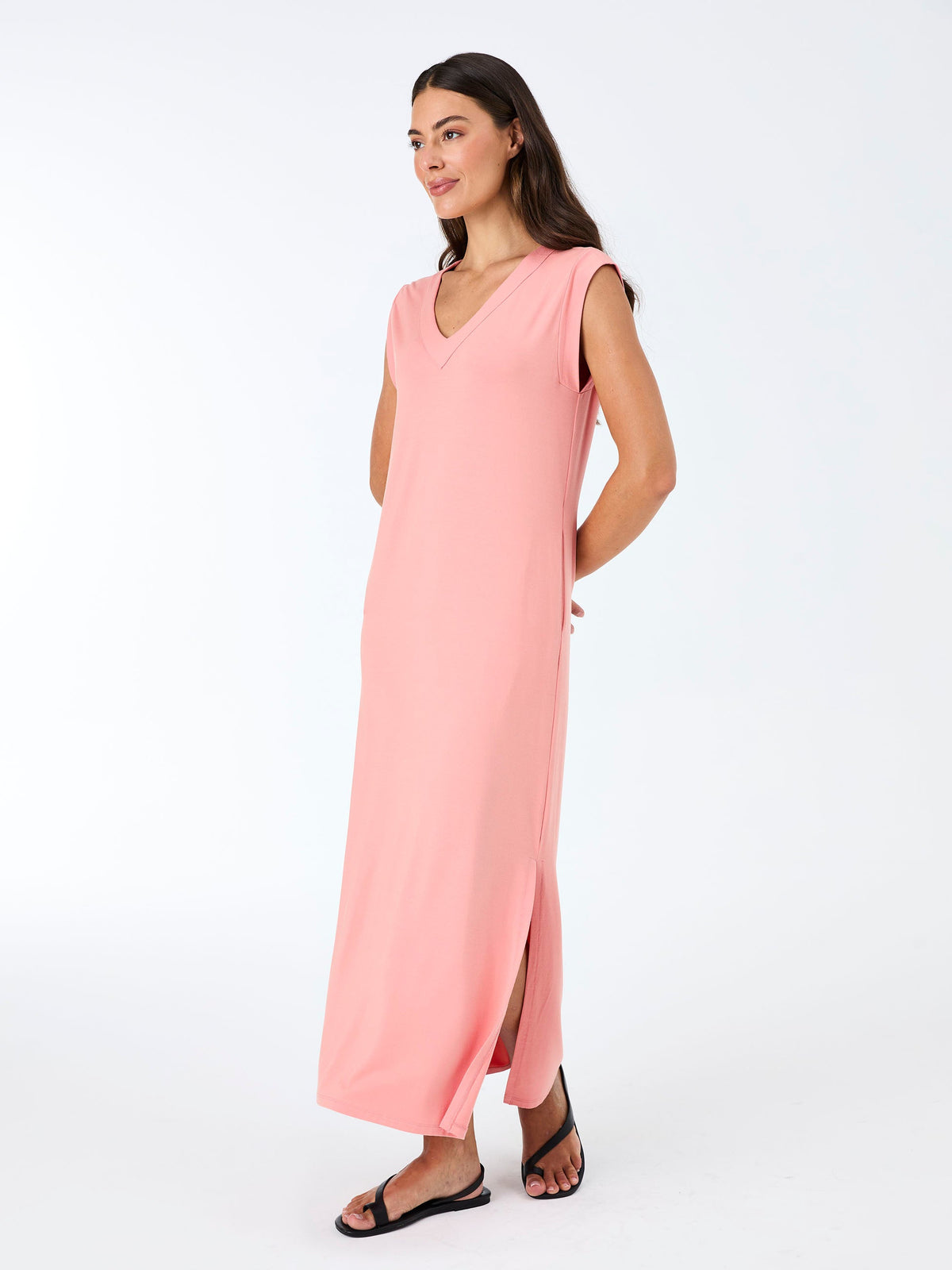 Everly V Neck Maxi  Dress - Apricot
