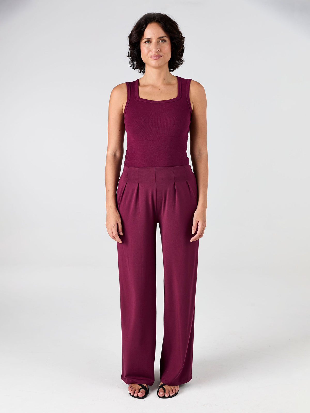 Emery Wide Leg Pants - Ruby